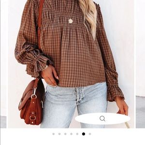 VICI gingham fall blouse top